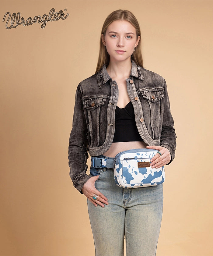 Wrangler Cow Print Fanny Pack Blue