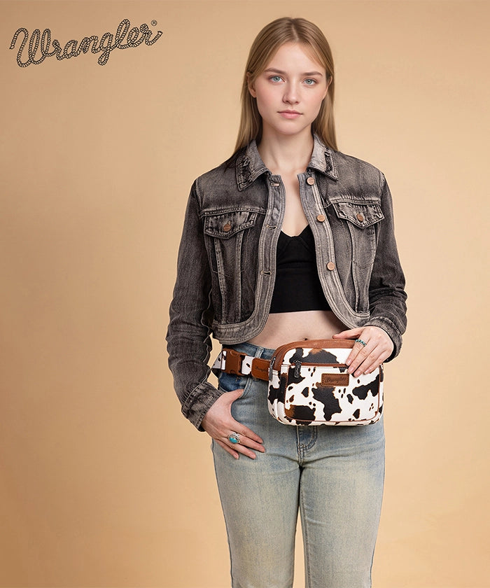 Wrangler Cow Print Fanny Pack Brown