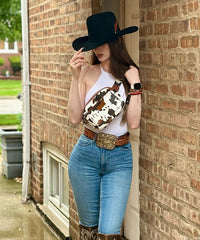 Wrangler Cow Print Fanny Pack Brown