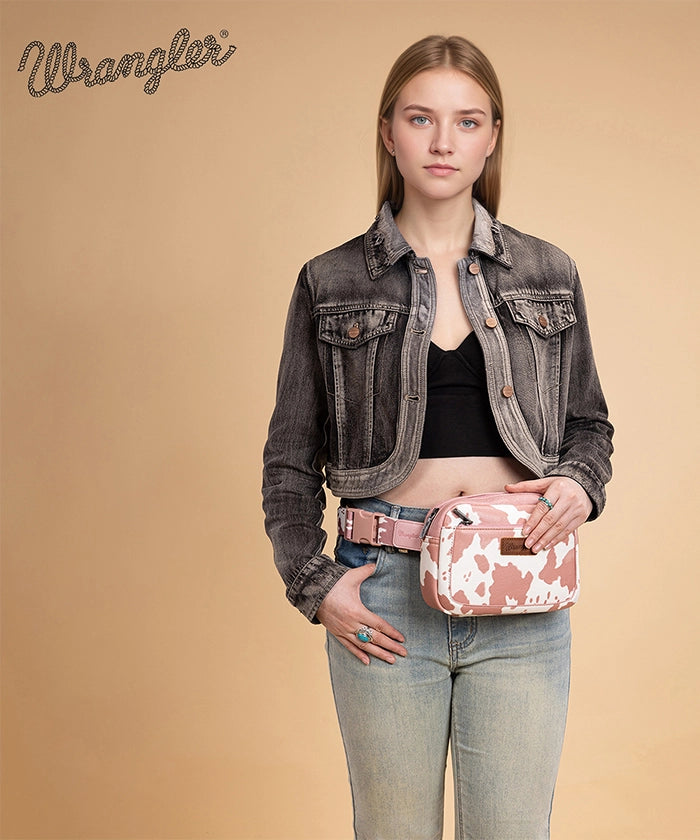 Wrangler Cow Print Fanny Pack Light Pink