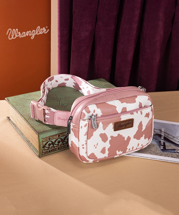 Wrangler Cow Print Fanny Pack Light Pink