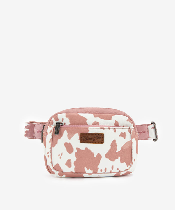 Wrangler Cow Print Fanny Pack Light Pink