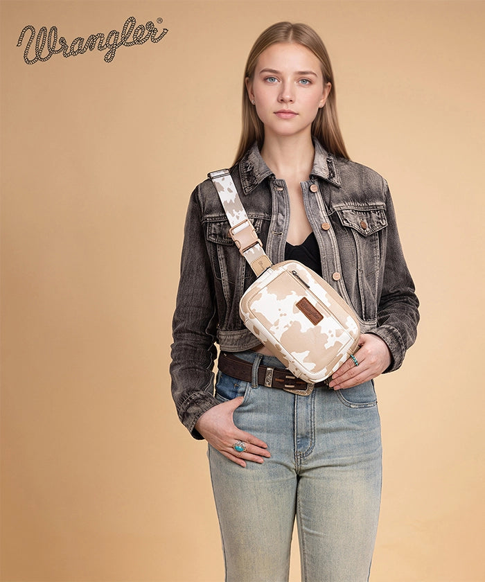 Wrangler Cow Print Fanny Pack Tan