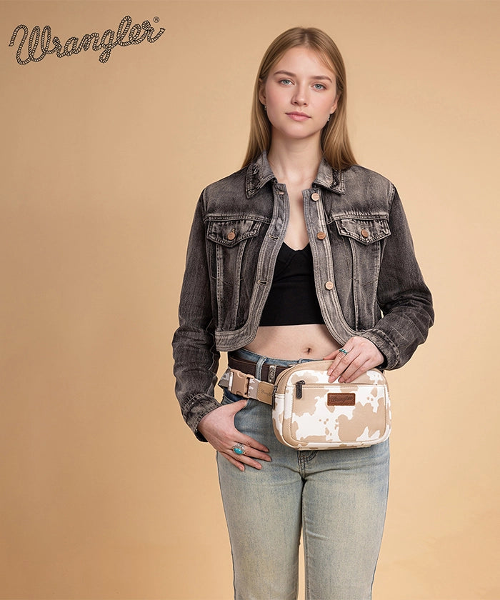 Wrangler Cow Print Fanny Pack Tan