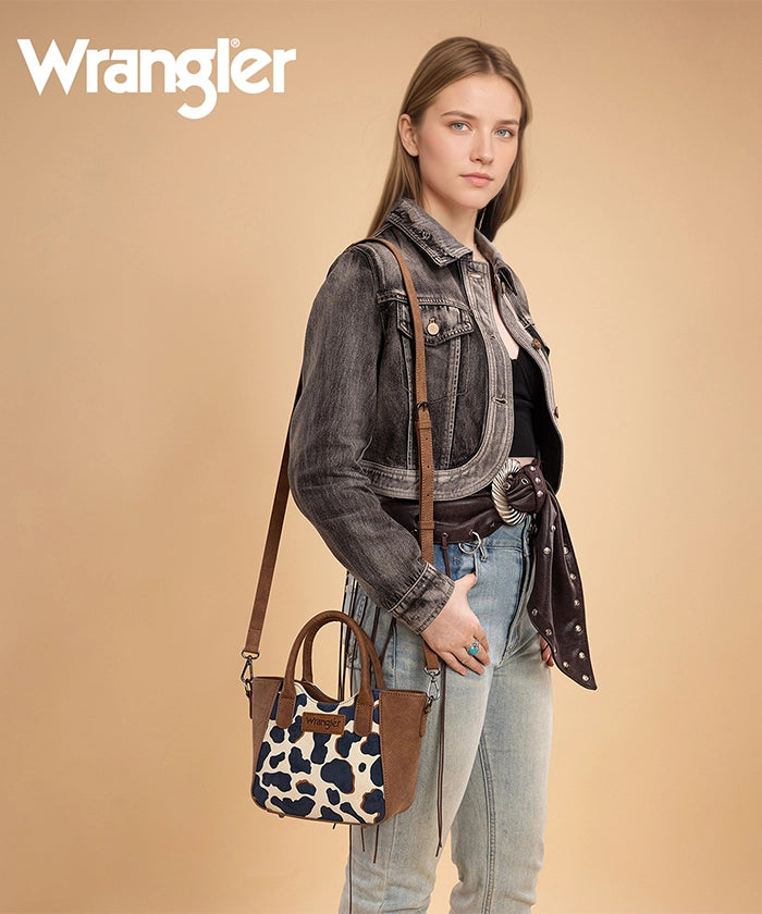 Wrangler Cow Print Mini Tote Bag Brown