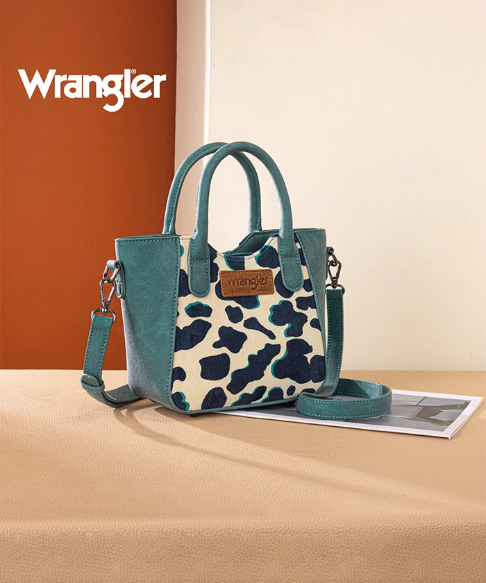Wrangler Cow Print Mini Tote Bag Dark Turquoise