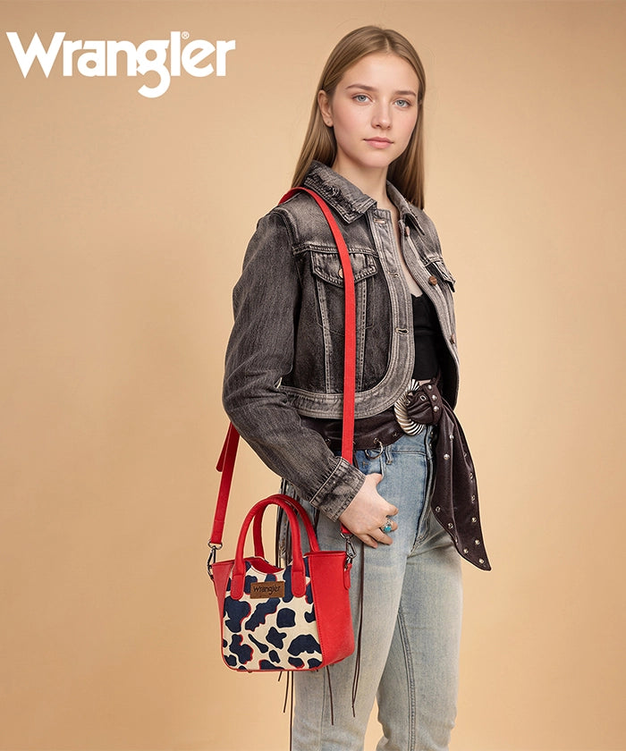 Wrangler Cow Print Mini Tote Bag Red