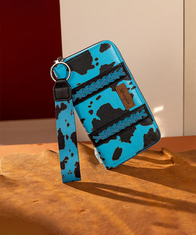 Wrangler Cow Print Wallet Turquoise