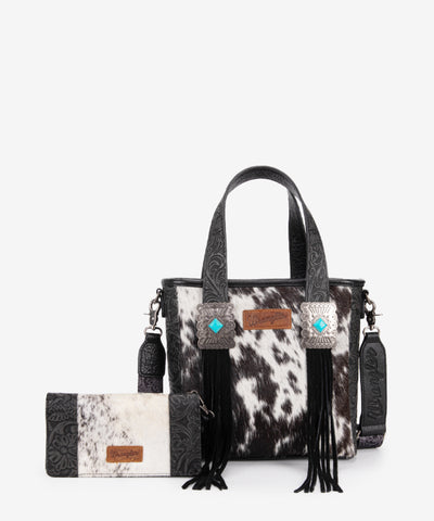 Wrangler_Cowhide_Fringe_Concealed_Carry_Purse_Set_Black