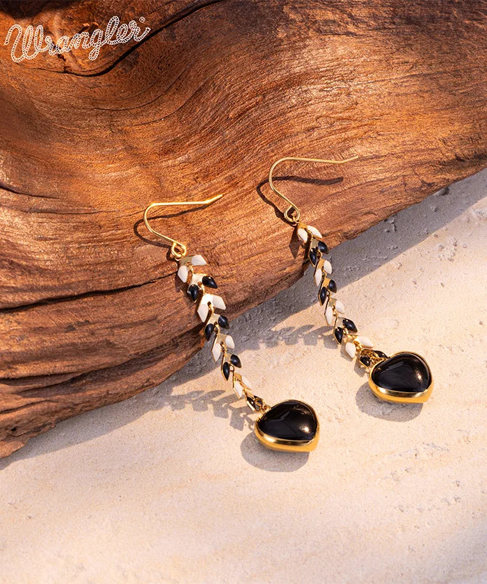 Wrangler Demeter’s Heart Onyx Earrings Black