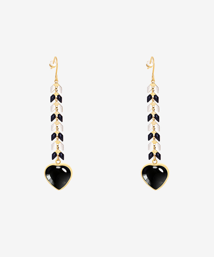 Wrangler Demeter’s Heart Onyx Earrings Black