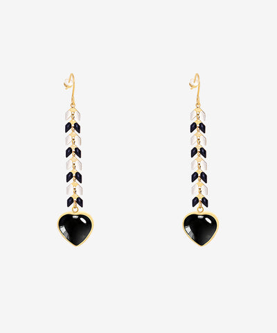 Wrangler Demeter’s Heart Onyx Earrings Black