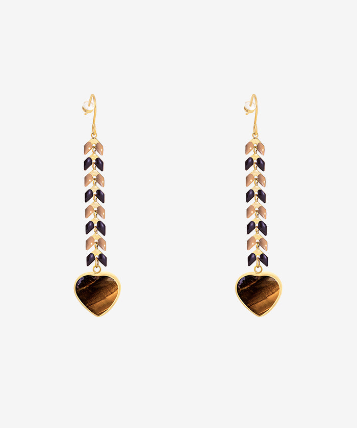 Wrangler Demeter’s Heart Onyx Earrings Brown