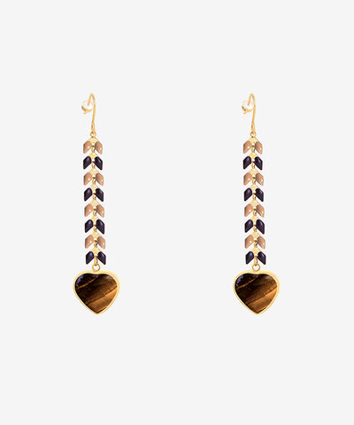 Wrangler Demeter’s Heart Onyx Earrings Brown