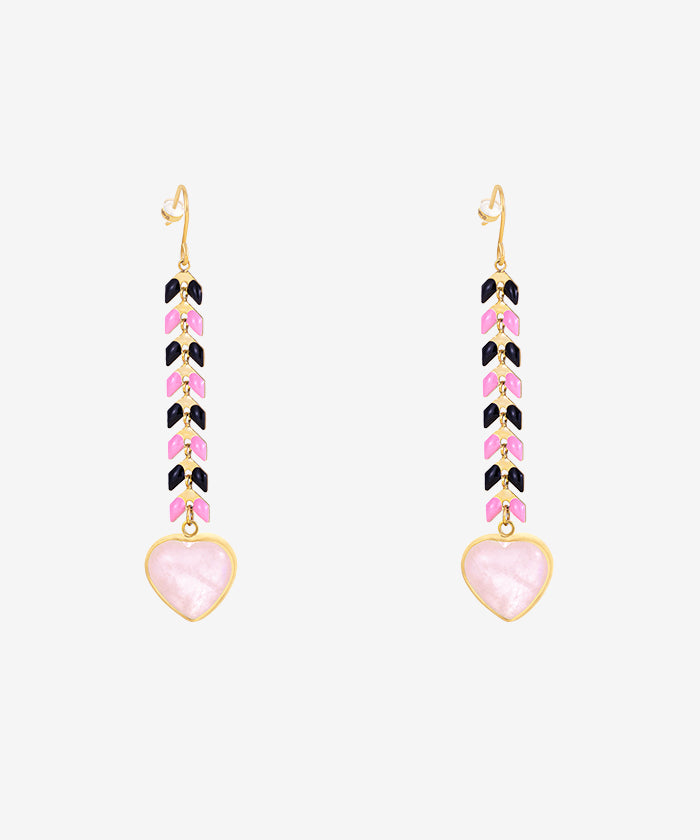 Wrangler Demeter’s Heart Onyx Earrings Pink