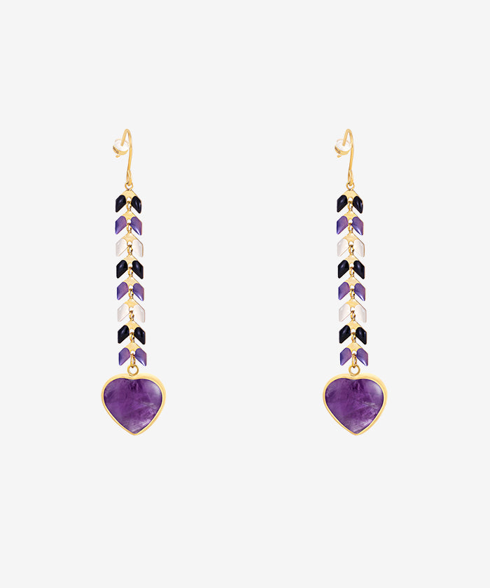 Wrangler Demeter’s Heart Onyx Earrings Purple