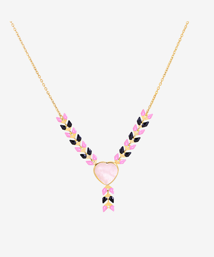 Wrangler Demeter’s Heart Onyx Necklace Pink