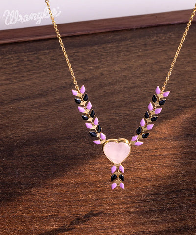 Wrangler Demeter’s Heart Onyx Necklace Pink