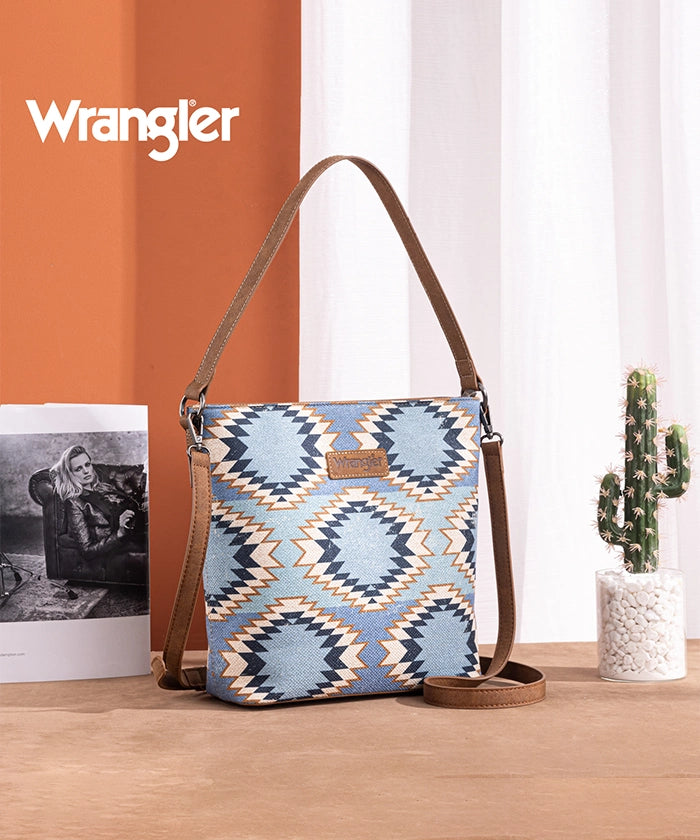 Wrangler Dual Sided Print Canvas Shoulder Bag Jean