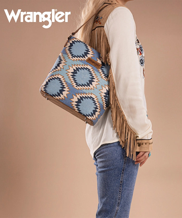 Wrangler Dual Sided Print Canvas Shoulder Bag Jean