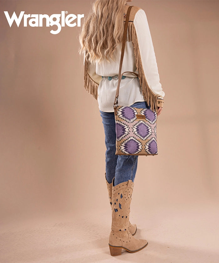 Wrangler Dual Sided Print Canvas Shoulder Bag Purple