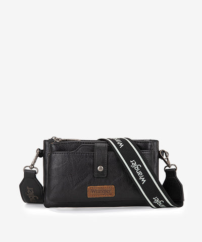 Wrangler Dual Zipper Crossbody Bag Black