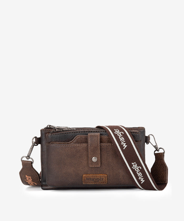 Wrangler Dual Zipper Crossbody Bag Coffee