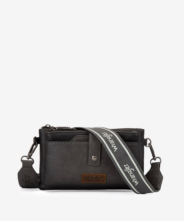 Wrangler Dual Zipper Crossbody Bag Grey