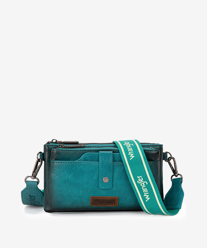 Wrangler Dual Zipper Crossbody Bag Turquoise