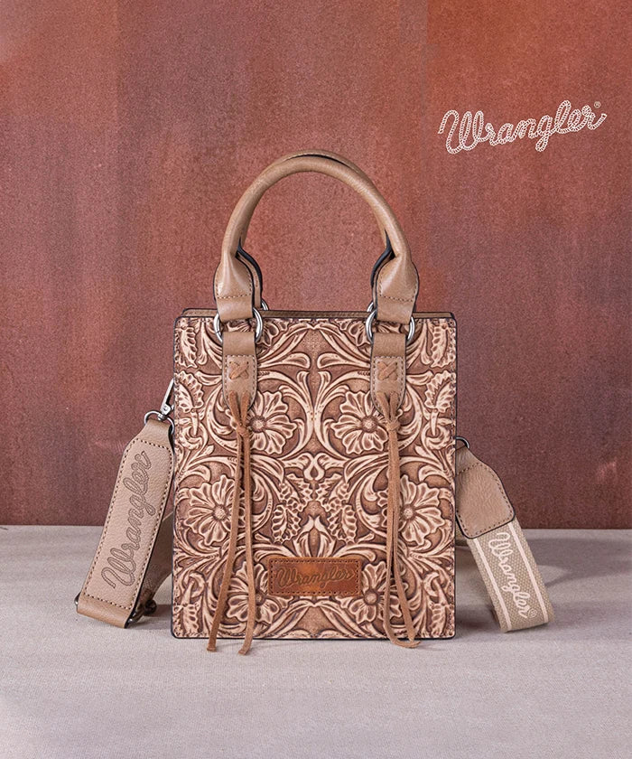 Wrangler Embossed Top Handle Mini Crossbody Khaki