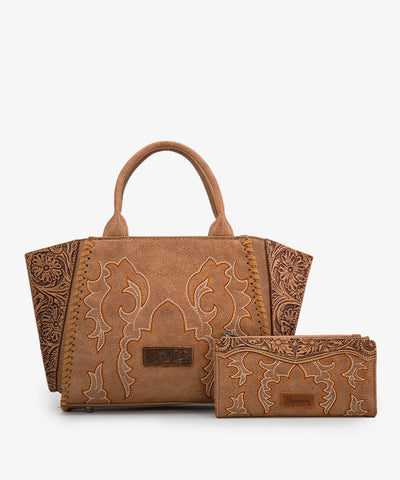 Wrangler Embroidered Boot Scroll Tote Bag Set