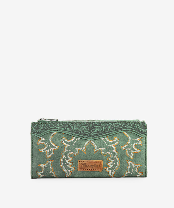 Wrangler_Embroidered_Boot_Scroll_Wallet_Green