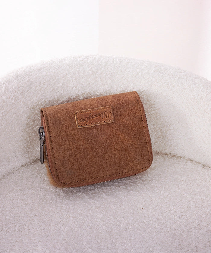 Wrangler Faux Shearling Wallet Brown