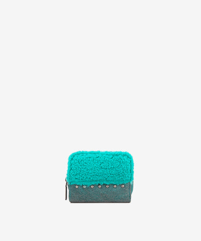 Wrangler Faux Shearling Wallet Turquoise