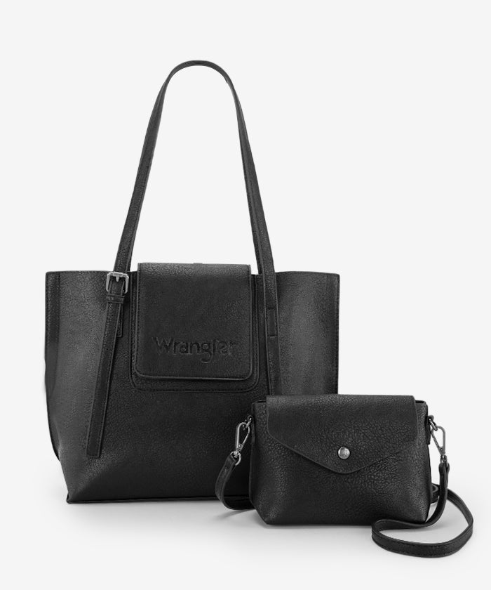 Wrangler Flap Shoulder Bag Set Black