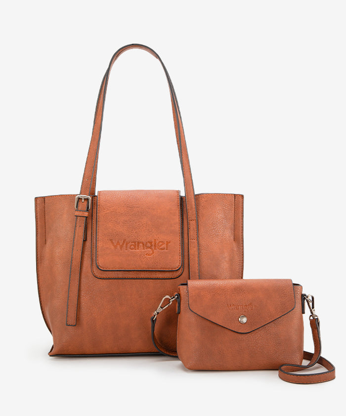 Wrangler Flap Shoulder Bag Set Brown