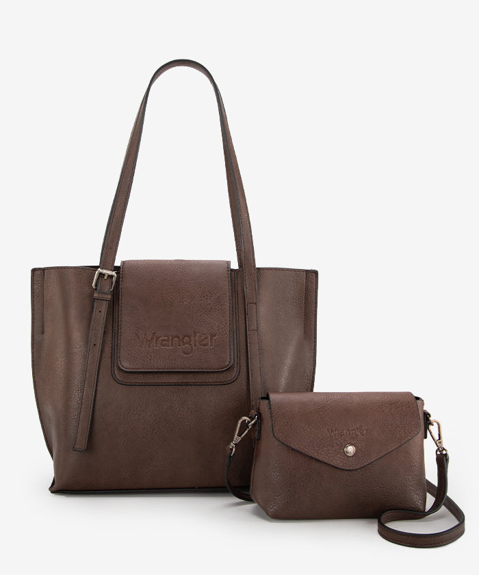 Wrangler Flap Shoulder Bag Set Coffee