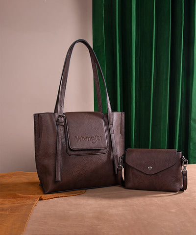 Wrangler Flap Shoulder Bag Set Coffee