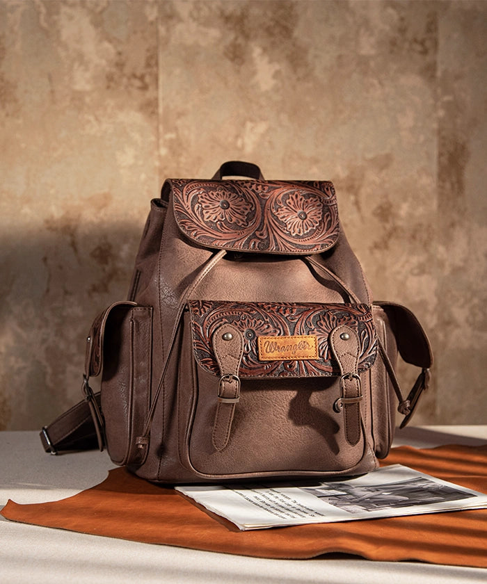 Wrangler Floral Tooled Backpack Coffee