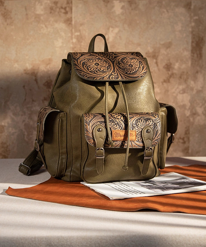 Leather floral backpack hotsell