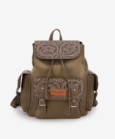 Wrangler_Floral_Tooled_Backpack_Green