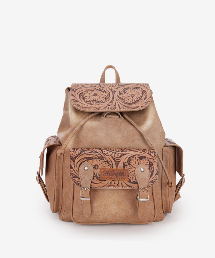 Wrangler_Floral_Tooled_Backpack_Khaki