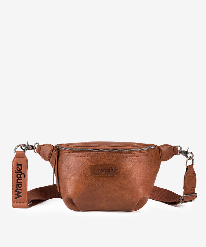 Wrangler Full Grain Leather Fanny Pack BROWN