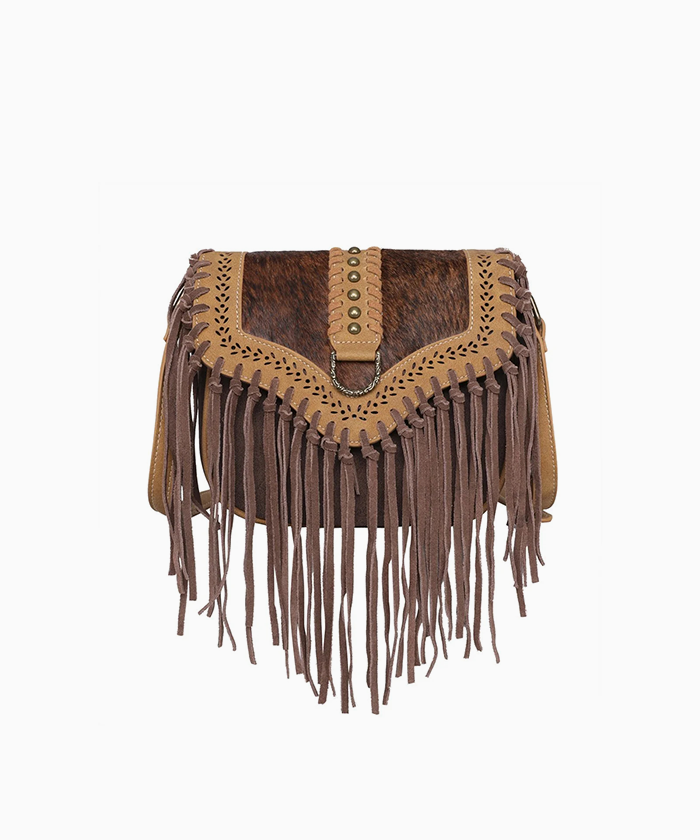 Cowhide fringe crossbody hot sale