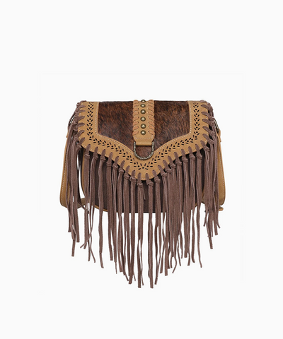 Wrangler Hair-On Cowhide Fringe Crossbody Bag - Montana West World