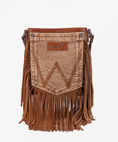 Wrangler Fringe Jean Denim Pocket Crossbody Bag - Montana West World