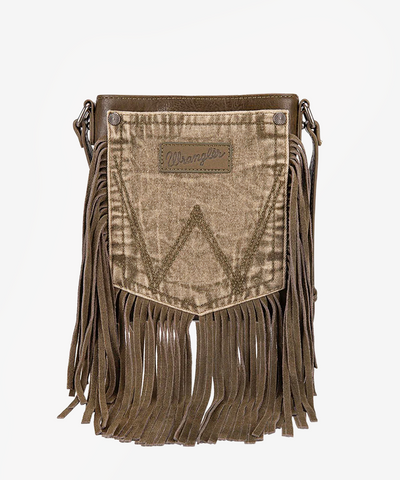 Wrangler Fringe Jean Denim Pocket Crossbody Bag - Montana West World