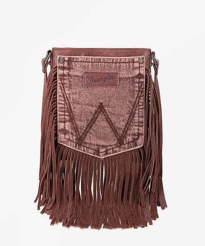 Wrangler Fringe Jean Denim Pocket Crossbody Bag - Montana West World