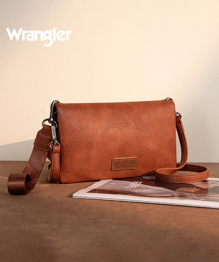 Wrangler Leather Printed Wristlet  Brown