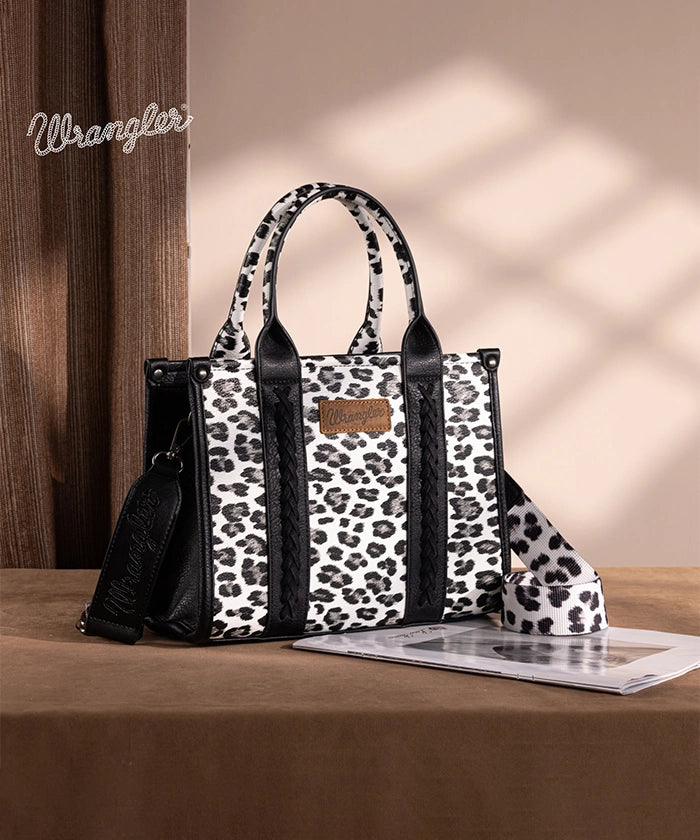 Wrangler Leopard Print Concealed Carry Tote Bag Black 